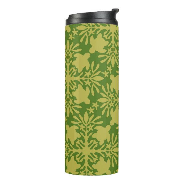 Honu sea turtle hawaiian quilt pattern thermosbecher (Nach links gedreht)