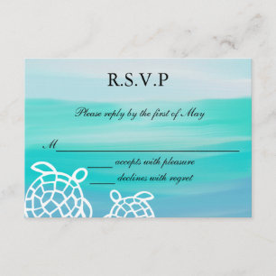 Honu Sea Turtles Beach Wedding UAWG Response RSVP Karte