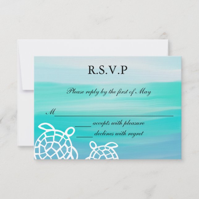 Honu Sea Turtles Beach Wedding UAWG Response RSVP Karte (Vorderseite)