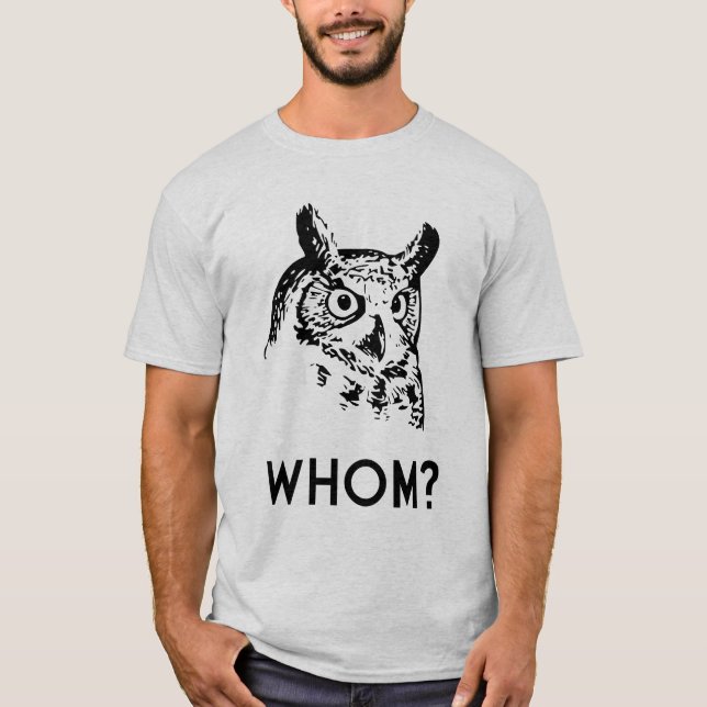 Hoo der wem Grammatik-Eule T-Shirt (Vorderseite)