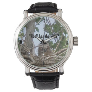 "Hoo" hat die Zeit Owlet im Foto Baum Armbanduhr
