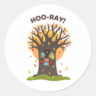 Hoo-Ray Pun Round Aufkleber