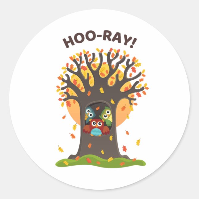 Hoo-Ray Pun Round Aufkleber (Vorderseite)
