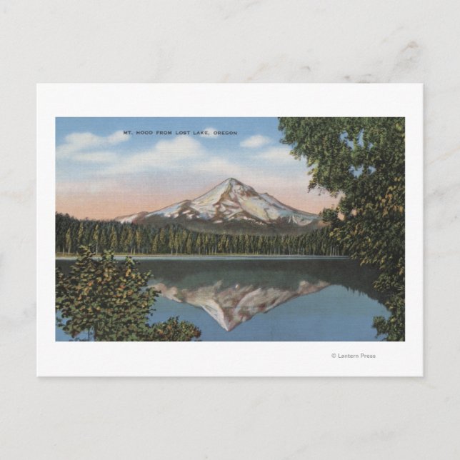 Hood, Oregon - Aussicht auf Berge von Lost Postkarte (Vorderseite)