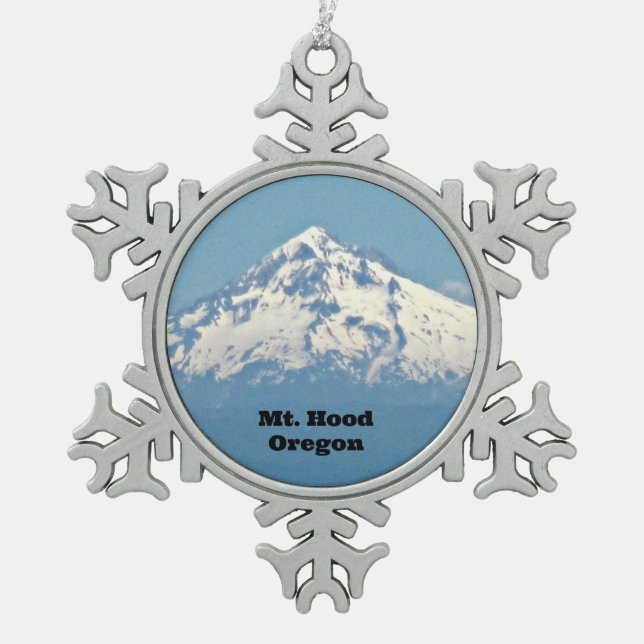 Hood, Oregon Schneeflocken Zinn-Ornament (Vorderseite)