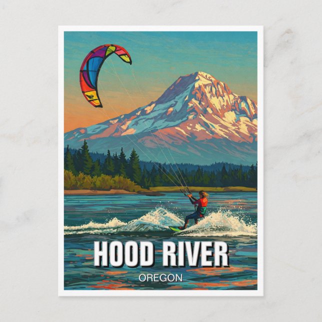 Hood River Kitesurfing Oregon Travel Postkarte (Vorderseite)