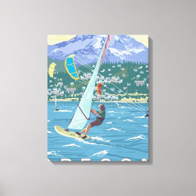 Hood River, ORWind Surfers & Kite Boarders Leinwanddruck (Vorderseite)