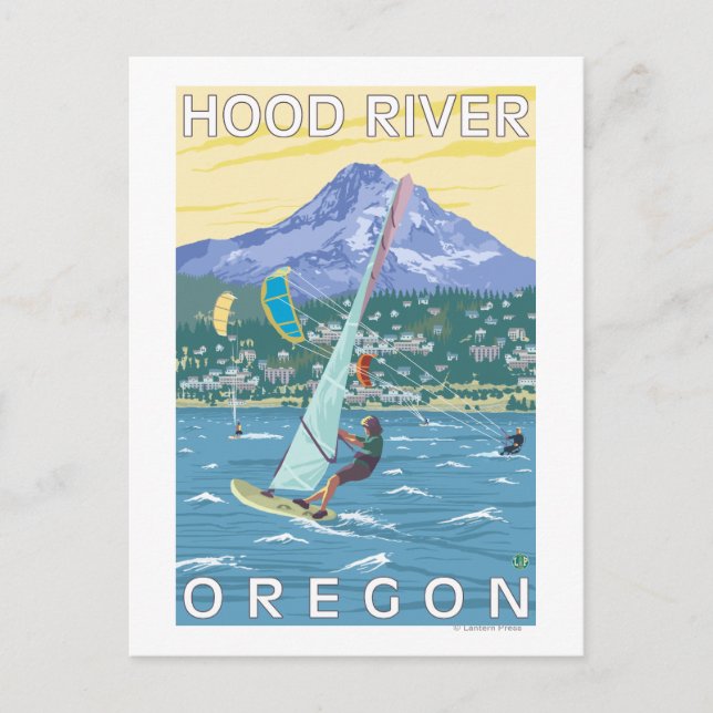 Hood River, ORWind Surfers & Kite Boarders Postkarte (Vorderseite)