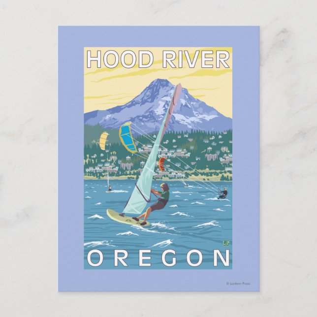 Hood River, ORWind Surfers & Kite Boarders Postkarte (Vorderseite)