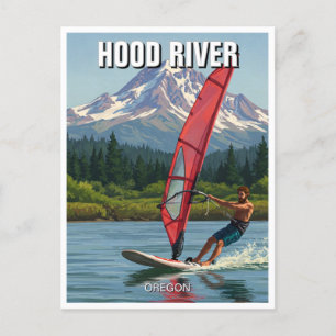 Hood River Windsurfing Oregon Travel Postkarte