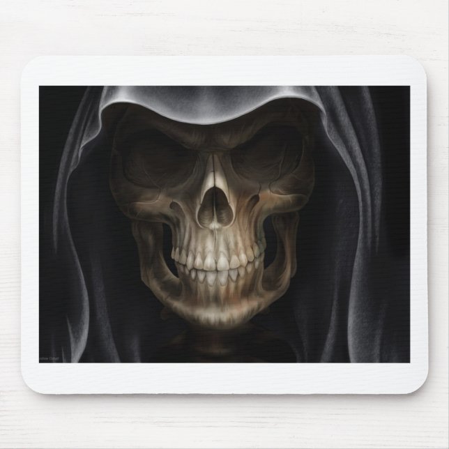 Hooded Skull - Grimmiger Sensenmann Mousepad (Vorne)