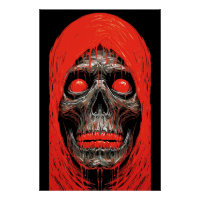 Hooded Skull in Fiery Red Design