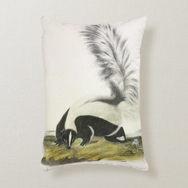 Hooded Skunk oder Großschwanzkunk aus Audubon Dekokissen (Vorderseite(Vertikal))