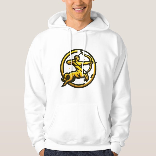 Hooded Sweatshirt mit Sagittarier Symbol (Vorderseite)