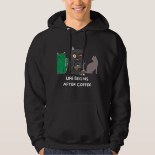 Hoodie Cat Bilder für Kaffeeliebhaber schwarz
