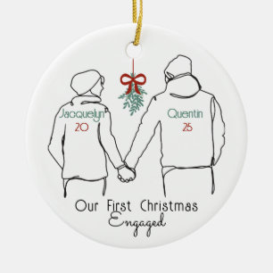 Hoodie Couple First Christmas Verlobt Keramik Ornament