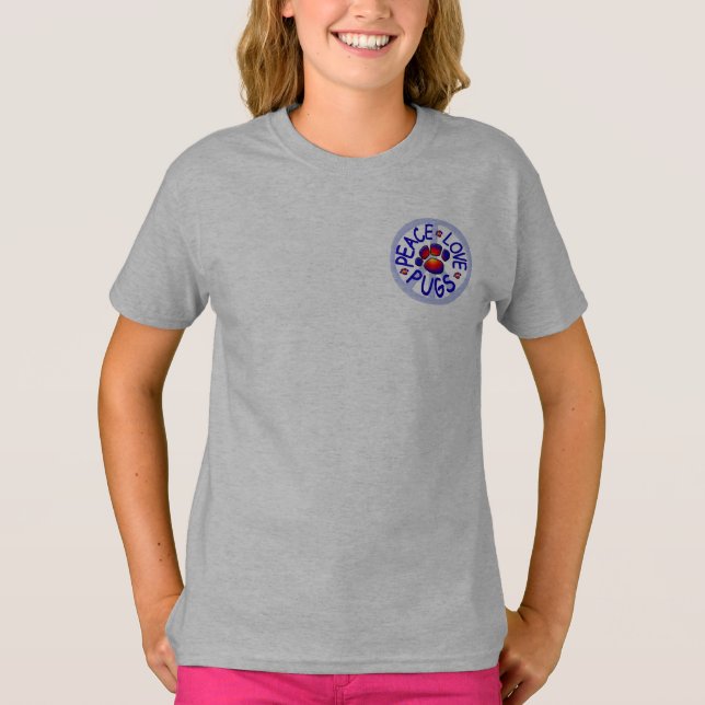 Hoodie des FriedensLiebe-Mops-Mädchens Zip (Vorderseite)