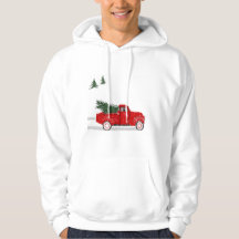 Hoodie, kleiner roter LKW mit Weihnachtsbaum