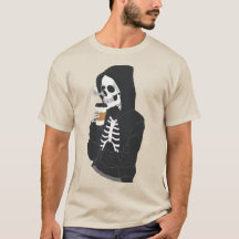 Hoodie Skeleton Drink Coffee