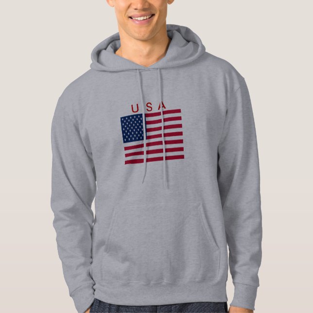 HOODIE USA FLAG RED WHITE BL (Vorderseite)