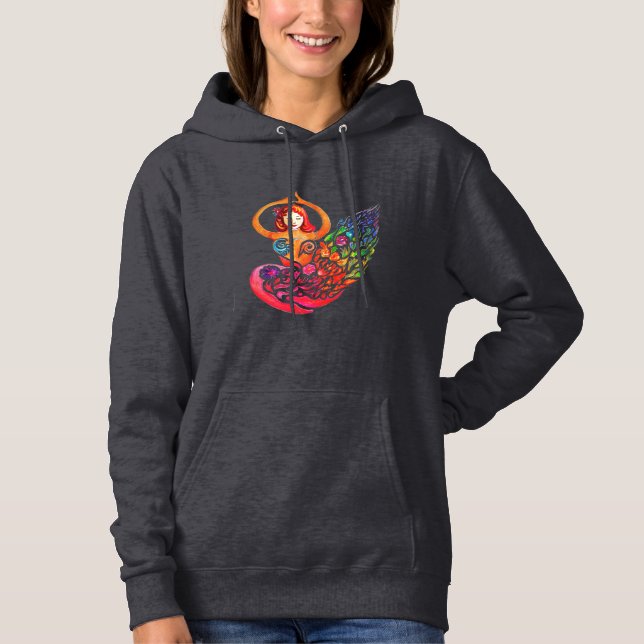 Hoodie with Yoga Meditation Rainbow Woman Design (Vorderseite)