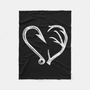 Hook Antler Heart Liebe Fischfang Jagd Hirsche H Fleecedecke