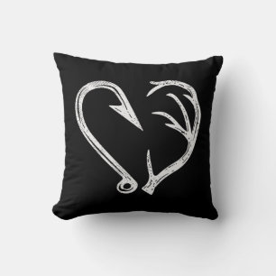 Hook Antler Heart Liebe Fischfang Jagd Hirsche H Kissen