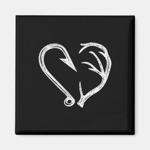 Hook Antler Heart Liebe Fischfang Jagd Hirsche H Magnet