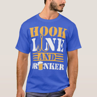 Hook Line and Drinker Funny Vater Angeln Ge T-Shirt