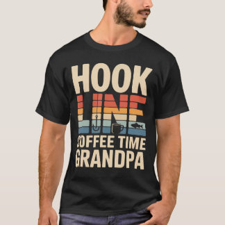 Hook Line Coffee Time Opa Angeln Morgen T-Shirt
