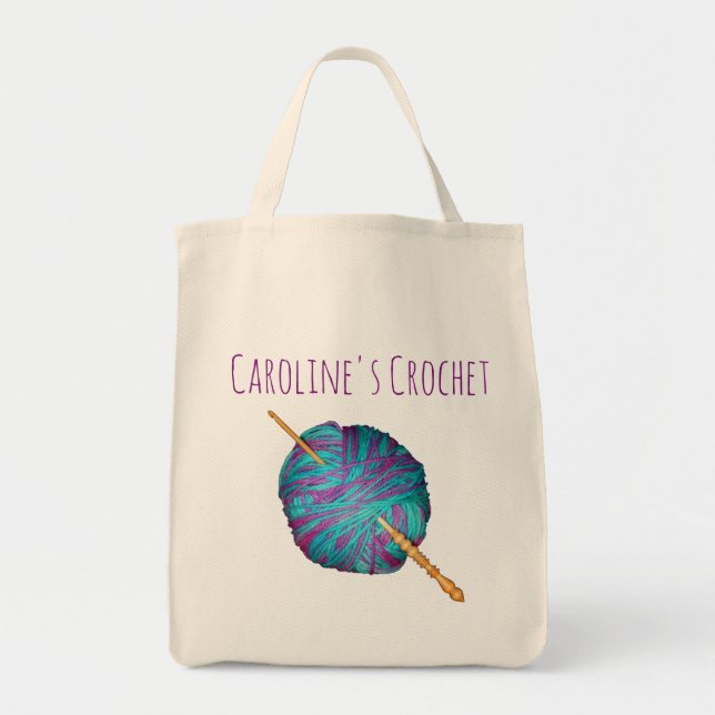 Hook und Garne personalisiert mit Ihrem Namen Tragetasche (Vorne)