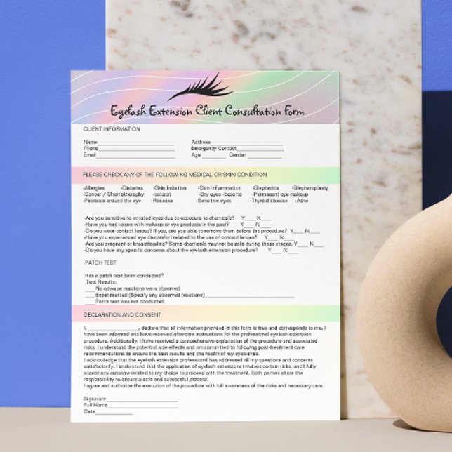 Hook Up Format Allergy Patch Test Lashes Client Briefbogen (Allergy Patch Test Trendy Hologram Lashes Client Letterhead)