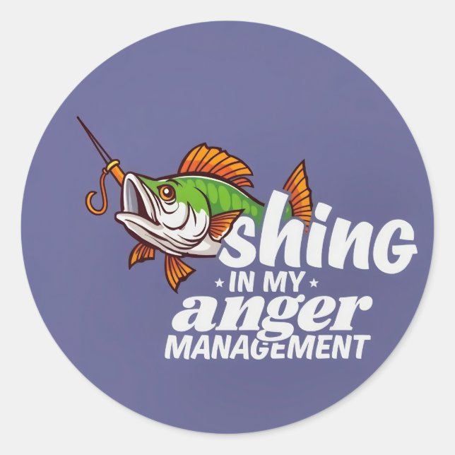 Hooked on Anger Management: Reel in Your Emotions Runder Aufkleber (Vorderseite)