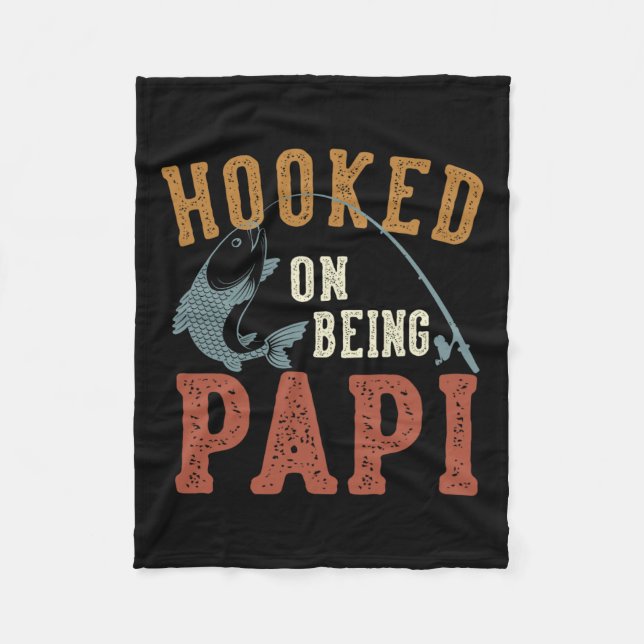 Hooked on be Papi Vatertag Fischen Papi Fleecedecke (Vorderseite)
