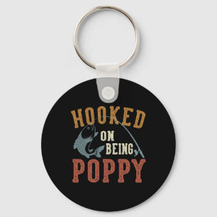 Hooked on be Poppy Vatertag Fischen Mohn Schlüsselanhänger