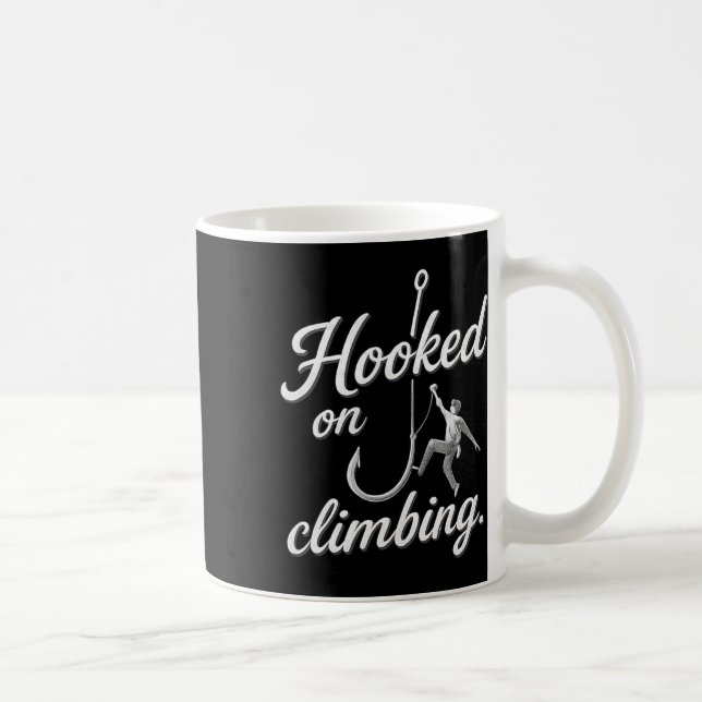 Hooked On Climbing Bold Cursive Silber  Kaffeetasse (Rechts)