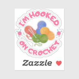 Hooked on Crochet Colorful Yarn Art Aufkleber