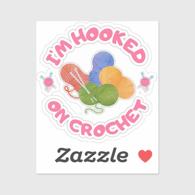 Hooked on Crochet Colorful Yarn Art Aufkleber (Blatt)