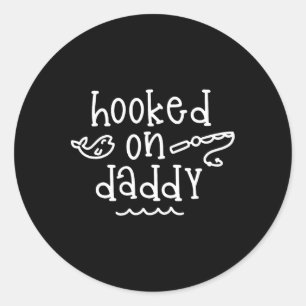 Hooked on Daddy Funny Fishing Vatertag Fischer Runder Aufkleber