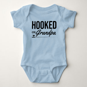 Hooked on Grandpa Baby Fishing Jersey Bodysuit Strampler
