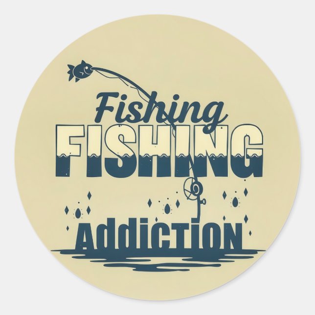 Hooked on the Passion: Fishing Addiction Design Runder Aufkleber (Vorderseite)