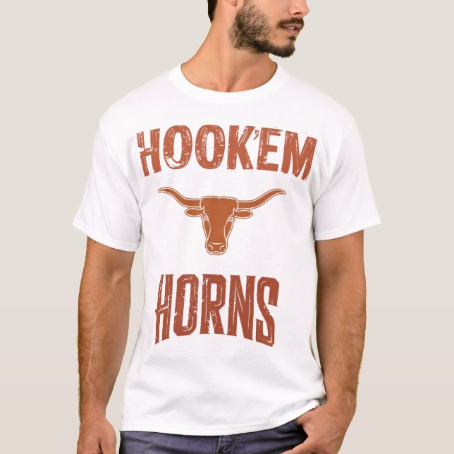 Hook'em Horns - Texas Bull Head with Longhorn T-Shirt (Vorderseite)