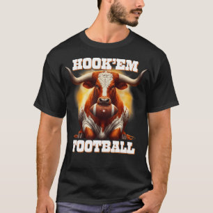 Hook'Em Staat von Texas Football mit Haar und Horn T-Shirt