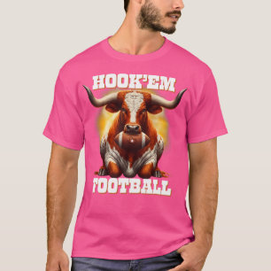 Hook'Em Staat von Texas Football mit Haar und Horn T-Shirt