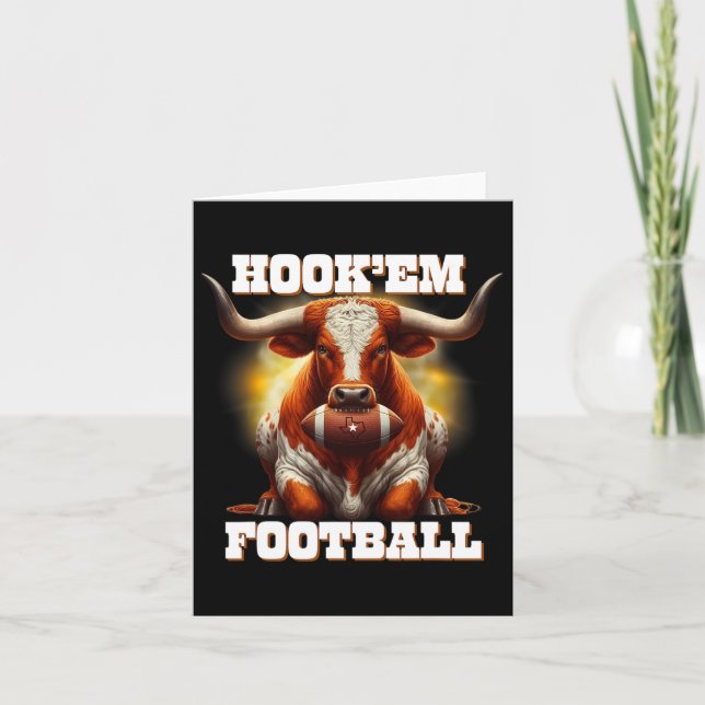 Hook'em Staat von Texas Fußball mit Haar und Horn Karte (Vorderseite)