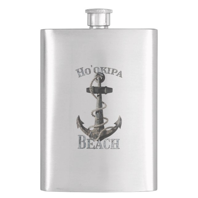 Ho'okipa Beach Hawaii Urlaub Nautical Anchor Sai Flachmann (Vorderseite)