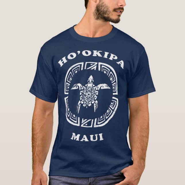 Hookipa Maui Vintages Tribal Turtle Surfgeschenk T-Shirt (Vorderseite)