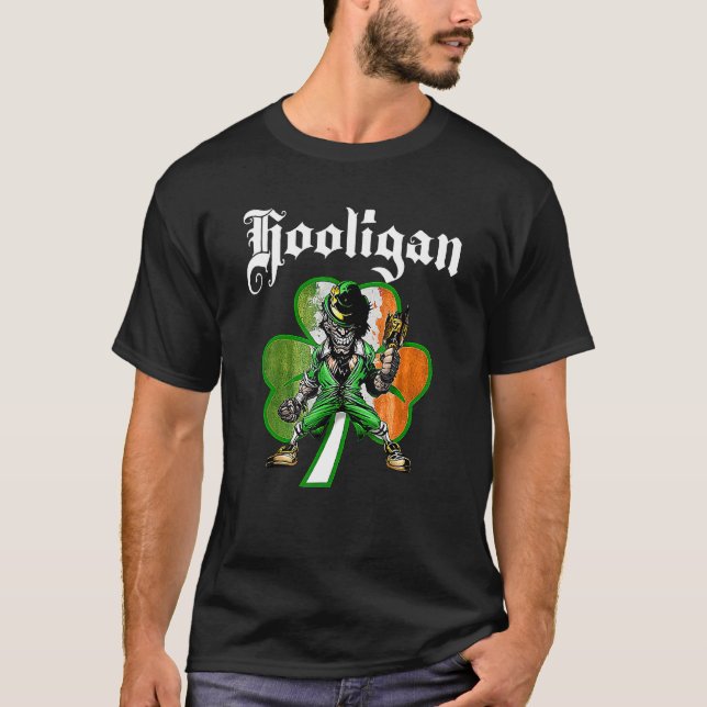 Hooligan Leprechaun Kleeblatt St Patricks Day Iris T-Shirt (Vorderseite)