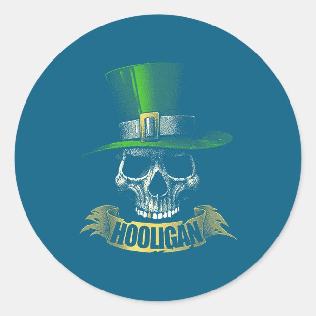 Hooligan Skull Funny Iri-shirt  Runder Aufkleber (Vorderseite)