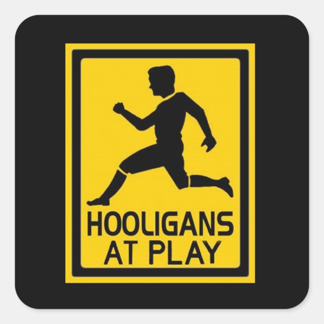 Hooligans on Play Quadratischer Aufkleber (Vorderseite)
